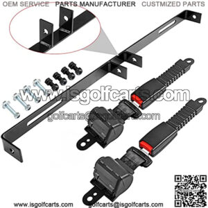 Golf Cart Seat Belts W/Mounting Bracket Kit for EZGO Yamaha Club Car - One Piece Solid Design/2 Self Retracting Seat Belts