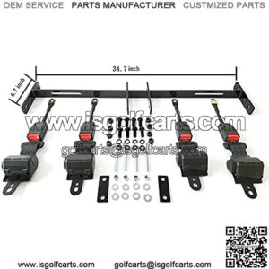 Golf Carts 4 Sets Retractable Belt Kits with Bracket/Bar Kit for EZGO Yamaha Club Car