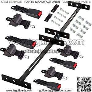 Universal Golf Cart Seat Belts Kit with Bracket (Set of 4 Retractable 42" Belts) for EZGO, Yamaha, Club Car DS, Stainless and Shockproof with Upgraded Screws & Locknuts