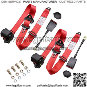 2 Set Universal 3pt Adjustable Retractable Lap Suitable for Modification Belts Kit for Go Kart,Club Golf Cart,Van,UTV,VR, Buggies, Minivan,Pickup and Truck - Red