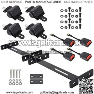 4 Retractable Golf Cart Seat Belts and Bracket Kit Replacement for Golf Carts EZGO Yamaha Club Car