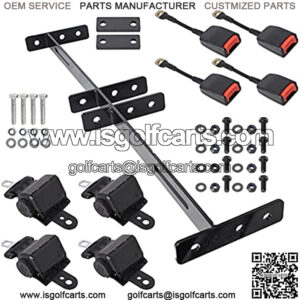 Retractable Seat Belts and Bracket Kit 4 Replacement for EZGO Yamaha Club Car Golf Cart