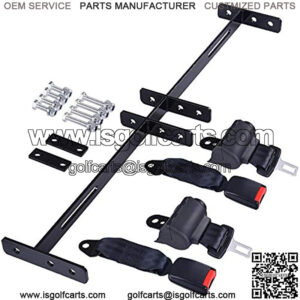 Golf Cart Set of 2 Retractable seat Belts with Bracket- Universal -Fits Most Golf Carts Compatible with E-ZGO TXT&RXV Club Car DS Precedent