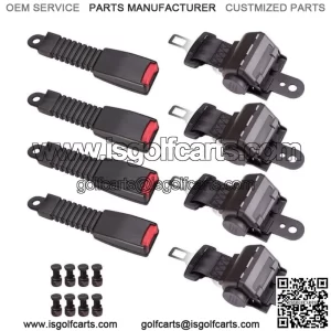 Set of 4 42" Retractable Golf Cart Seat Belts Lap For EZGO/Yamaha/Club Car
