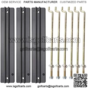 Placa de sujeci??n para bater??a de carrito de golf n.o 1, varillas, arandelas y tuercas, para coche club DS y Carryall Electric 1998-2005 (3 piezas de placa de sujeci??n y kit de varilla)