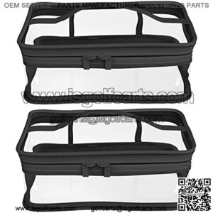 Black Transparent Cosmetic Bag Waterproof Handbag Portable Travel Work Make Up Kit Double Zipper Storage Bag, 2 PCS