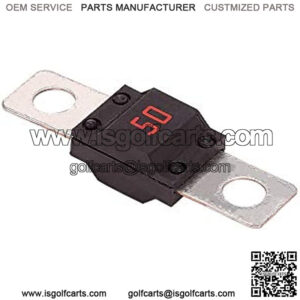 498 Series 50 Amp DC Fuse for EZGO 36 Volt Powerwise Charger, Used on EZGO TXT, Medalist, MPT-800 Electric Golf Cart, Part# 0498050 28106G01 28106-G01