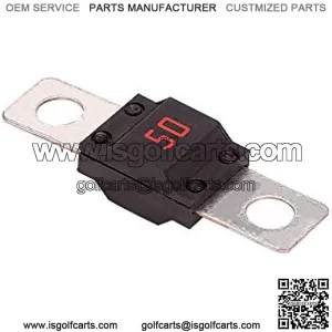 498 Series 50 Amp DC Fuse for EZGO 36 Volt Powerwise Charger, Used on EZGO TXT, Medalist, MPT-800 Electric Golf Cart, Part# 0498050 28106G01 28106-G01