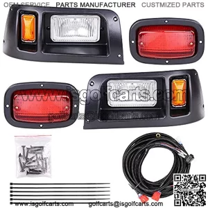 Headlight and LED Red Taillight Kit ABS Plastic Compatible with Club Car DS Models from 1998 Outdoor