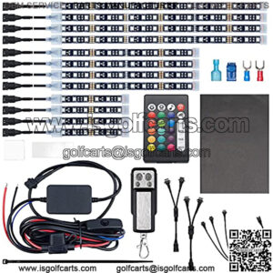 12pcs Underglow RGB LED Strip Light Kit DC 12V with 2 Red Blinking Brake Light Styles for Motorcycles Trikes Golf Carts ATVs UTVs ?C M12r