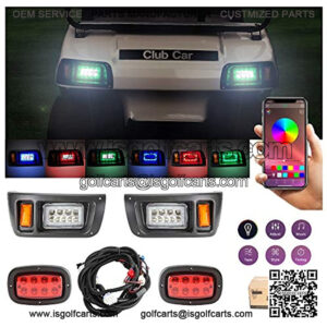 Golf Cart Deluxe LED Light Kit for with RGB Headlight Daytime Running Light Low High Beam Turn Signal Function