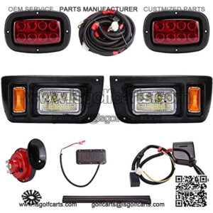 9.99WORLD MALL Golf Cart LED Headlight and Tail Light Kit for Carts with Turn Signals Assembly Horn Brake Lights Upgrade