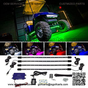 4pc Standard Million Color LED Golf Cart Underglow Accent Neon Lighting Kit for Yamaha - Water Resistant Flexible Tubes - Previous Model