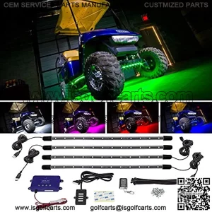 4pc Standard Million Color LED Golf Cart Underglow Accent Neon Lighting Kit for Yamaha Club Car - Water Resistant Flexible Tubes - Previous Model