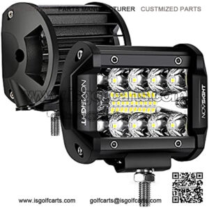 4 Inch Led Pod Lights 120W 12800 Lumens Light Bar Off Road Triple Row Super Bright Spot Flood Combo Driving Lights IP68 Waterproof for Golf Cart Jeep Boat Trucks ATV UTV