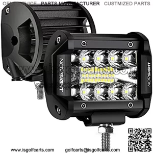 4 Inch Led Pod Lights 120W 12800 Lumens Light Bar Off Road Triple Row Super Bright Spot Flood Combo Driving Lights IP68 Waterproof for Golf Cart Jeep Boat Trucks ATV UTV