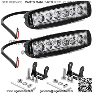 LED Light Bar 2PCS 18W 6 Inch Flood LED Work Light Pods Single Row Off Road Led Light Driving Light Fog Light Boat Light Waterproof SUV ATV 4WD Car Truck Golf Cart 12V 24V