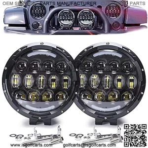 7 Inch 105W Brightness LED Light Bar, Round Spot Light Pods Off Road Driving Lights Fog Bumper Roof Light Compatible with Jeep Offroader Truck Car ATV SUV Construction Camping Hunters