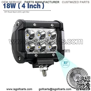 LED Light Bar 2Pack 18W 4Inch Square Led Work Light Spot Pod Light Driving Light Fog Light Offroad Light Waterproof for Jeeps Truck Golf Cart Boat 4WD ATV SUV 12V 24V