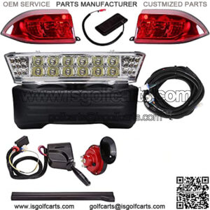 Golf Cart LED Light Kit (12V) for Club Car Precedent G&E (2004 UP), Deluxe Headlight Taillight with Turn Signals, Hazard Flasher, Horn and Brake