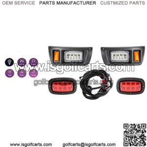 Golf Cart LED Light Kit with RGB Daytime Running for Club Car DS G&E (12-48V), with Low/High Beam, Turn Signals Hazard Light Switch, Horn, Brake Pad