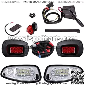 Golf Cart Universal Deluxe LED Headlights and Tail Light Kits for 08-18 EZGO RXV Carts with Turn Signals Switch Horn Brake Lights Harness-Not Fit RXV II (Must Input 12 Volts)