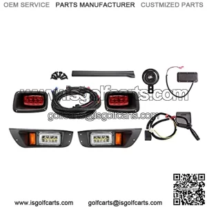 Golf Cart Deluxe Daytime Running LED Head/Tail Light Kits for EZGO TXT (12V-48V) with Universal Deluxe Light Upgrade Kit, with Turn Signals Switch Horn Brake Lights Harness