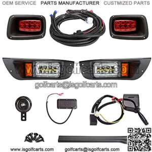 Upgrade Golf Cart LED Headlight Taillight Kit for EZGO TXT, with Low/High Beam, Turn Signals Hazard Light Switch, Horn, Brake Pad, Daytime Running Lamp