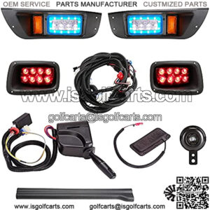 Deluxe Golf Cart LED Light Kit for EZGO TXT, with RGB Daytime Running Lamp Low High Beam Headlight Taillight Turn Signal Brake Pad Hazard Light Function