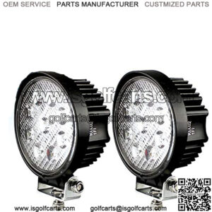 LED Pods Spot Flood Light 4" 27W Round Work Light 6000K for Tractor Bulldozer UTV Golf Cart Boat Off Road Truck Jeep SUV ATV - Voltage Automotive (2x Spot Lights)