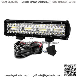 12/14" 240W Front Bumper LED Light Bar Combo Driving For Club Car EZGO Golf Cart