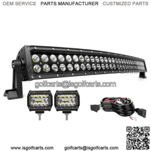 30"/32inch Dual Row Led Light Bar 4"Pods+Wiring Kit For EZGO TXT Club Golf Cart