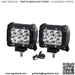 2PCS 4 inch Bumper Led Light Bar + Wiring Kit For Club Car EZGO Yamaha Golf Cart