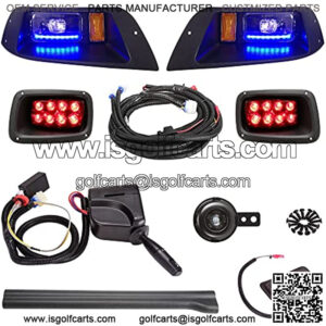 Golf Cart Deluxe LED Headlight Taillight Light Kit for EZGO TXT, RGB Daytime Running Light Low High Beam Turn Signal Brake Pad Hazard Light Function