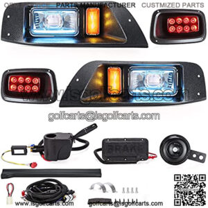 Golf Cart Ezgo TXT Led Light Kit With Daytime Running High/Low Beam Light for 1995-2013 (12V-48V) TXT Golf Cart, EZ-GO Light Kit Headlight and Taillight with Turn Signals Light Brake Light