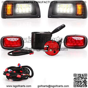 Universal Golf Cart 12 Volt LED Headlight and Tail Light Kit for Club Car DS Carts Gas & Electric Models,with upgrade headlights, amber turn signals, brake lights