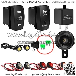 Turn Signal Kit, UTV ATV SXS Rocker Switch Turn Signal Light Horn Flasher Relay Kit Compatible with Golf Cart, Dirt Bike, Polaris, Pioneer, Can-Am, Kawasaki, Arctic Cat Universal Street Legal Kit