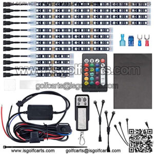 12pcs Underglow RGB LED Strip Light Kit DC 12V with 2 Red Blinking Brake Light Styles for Motorcycles Trikes Golf Carts ATVs UTVs ?C M12r