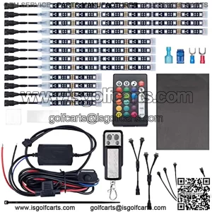 12pcs Underglow RGB LED Strip Light Kit DC 12V with 2 Red Blinking Brake Light Styles for Motorcycles Trikes Golf Carts ATVs UTVs ?C M12r