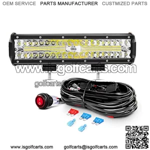 12Inch 300W Triple Row Led Light Bar Spot Flood Combo Driving Lighting Off Road Lights Led Lamp Working Light with 16AWG Wiring Harness for Truck Golf Cart SUV ATV UTV Boat, 2 Years Warranty