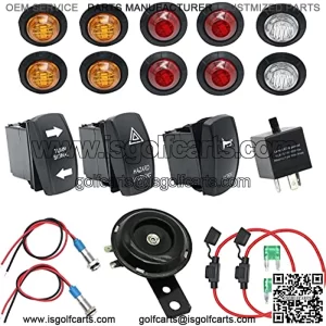 Turn Signal Kit,Universal UTV ATV SXS Turn Signal Horn Kit Street Legal Kit Rocker Switch with Lights Relay