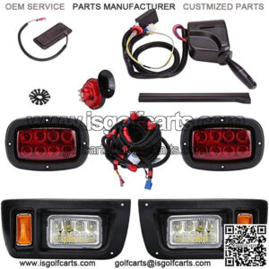 Golf Cart LED Headlights and Tail Light Kits for Club Car DS Gas & Electric Carts, 12V Street Legal Lights Kit With Turn Signal Wiring Harness