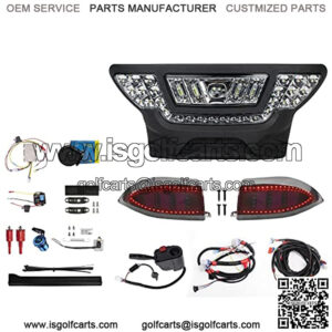 LED Deluxe Plus Light Kit Fit Club Car Precedent Golf Cart Acc 20A DC Converter USB Low/High Beam DRL Turn Signal Light Scanning Turn Tail Light Pull Spring Brake Light Switch