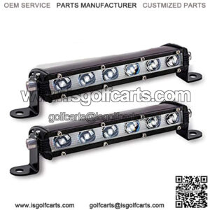 GES Single Row LED Light Bar 60W, 7 Inch 6 COB Universal LED Fog Lights, LED Driving Light/Work Lights for Trucks Jeep SUV Boat ATV LED Golf Cart Lights(2 Pack, 12-24V DC)