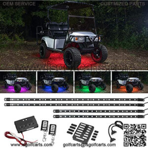 4pc Expandable Million Color LED Golf Cart Underglow Accent Neon Lighting Kit for EZGO Yamaha Club Car - Fits Electric & Gas Golf Carts - Water Resistant Flexible Tubes - Current Model