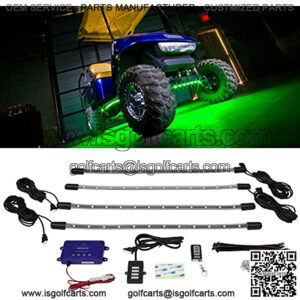 4pc Standard Million Color LED Golf Cart Underglow Accent Neon Lighting Kit for EZGO Yamaha Club Car - Water Resistant Flexible Tubes - Previous Model