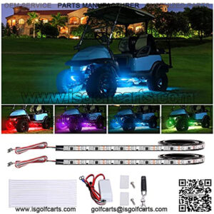 Golf Cart Underglow LED Light Strip Kit, 14 Modes Underbody Glow Neon Lighting with Wireless Remote Control, Sound Active, Water Resistant Flexible Tubes 126-LEDs 86 Inch 2 Pack