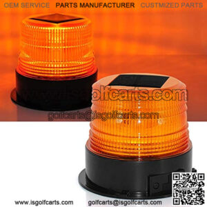 Solar LED Beacon Light 12/24V Rechargeable Waterproof Amber Warning Lights, with Magnetic Base, Rechargeable Rotating Strobe Lights for Vehicle Forklift Truck Tractor Golf Carts UTV Car Bus