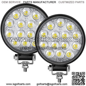 Led Round Light Bar 2PCS 4.5" 140w 14000LM Flood Light Pod Off Road Fog Driving Roof Bar Bumper for Jeep,SUV Truck, Hunters