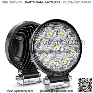 15016F-B Led 2PCS 4.5" 27w 3000LM Round Flood Light Pod Off Road Fog Driving Roof Bar Bumper for Jeep,SUV Truck, Hunters